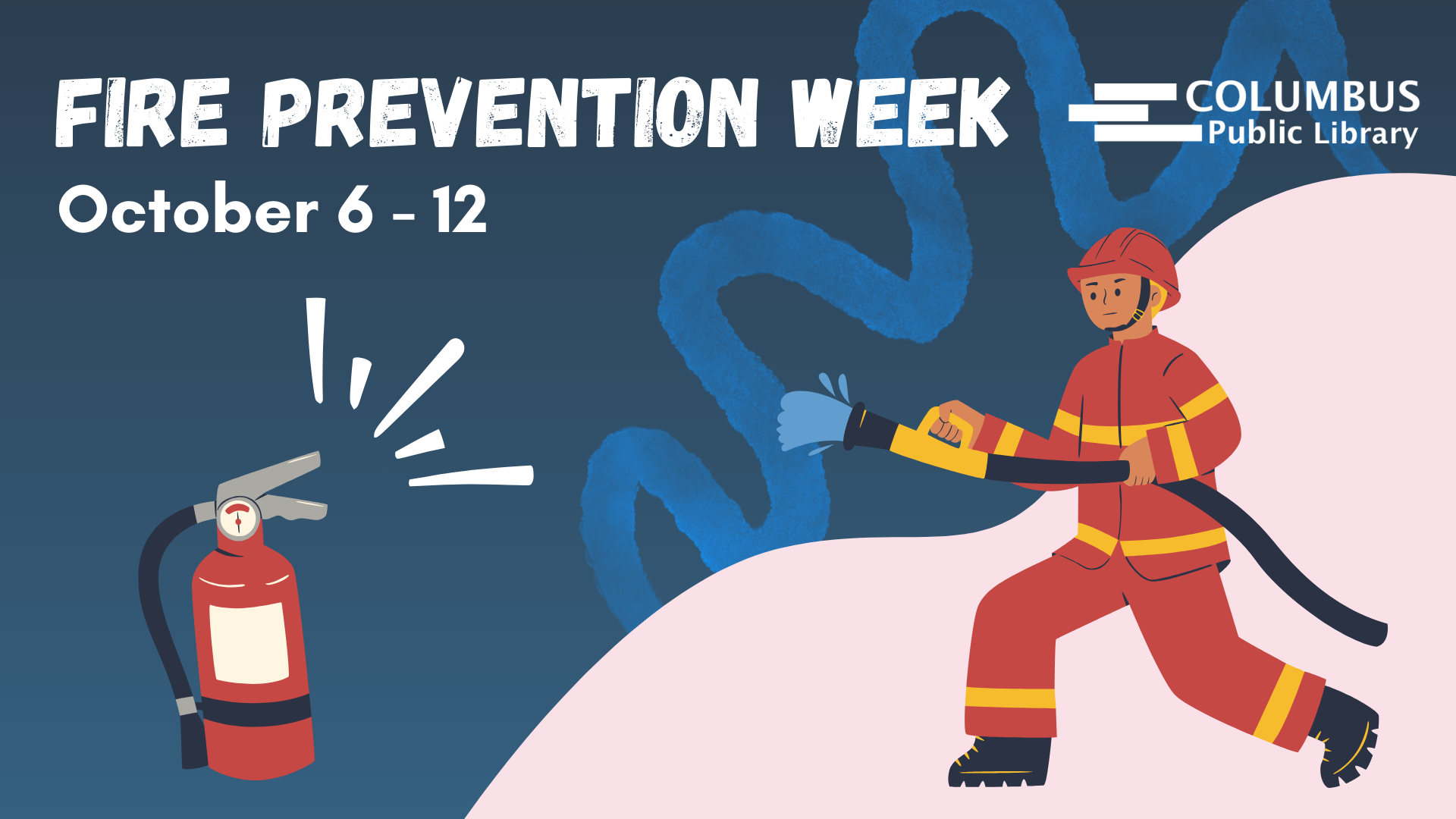 slide reading "fire prevention week: october 6-12 Columbus Public Library