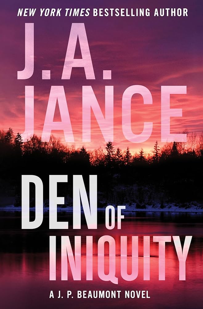 image of the cover of "den of iniquity" a j. p. beaumont novel