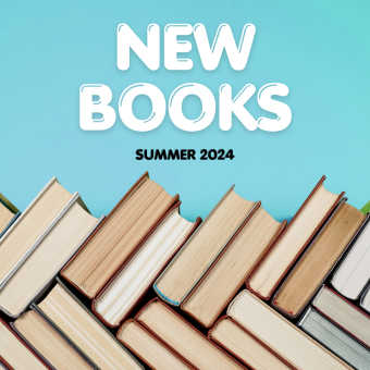 a stack of books with the caption "new books - summer 2024"